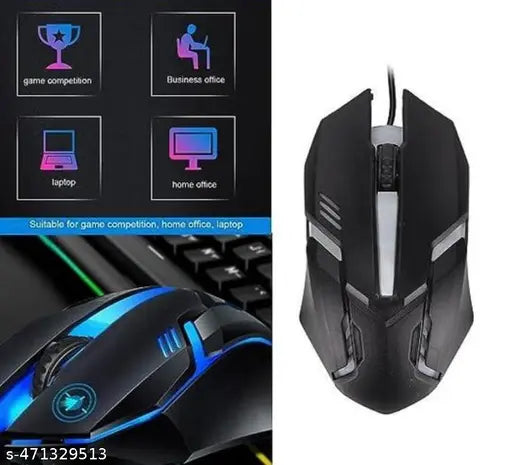 𝐆𝐚𝐦𝐢𝐧𝐠 𝐌𝐨𝐮𝐬𝐞, 3 Buttons RGB Light Sports Design for Laptops & PC Wired Optical Gaming Mouse