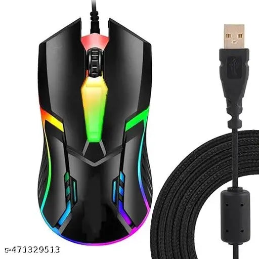 𝐆𝐚𝐦𝐢𝐧𝐠 𝐌𝐨𝐮𝐬𝐞, 3 Buttons RGB Light Sports Design for Laptops & PC Wired Optical Gaming Mouse