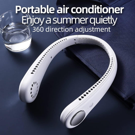 𝐏𝐨𝐫𝐭𝐚𝐛𝐥𝐞 𝐍𝐞𝐜𝐤 𝐅𝐚𝐧, Hands Free Wearable Bladeless Fan, Ultra Light Rechargeable Mini USB Fan for Travel/Home/Office, 3 Speeds